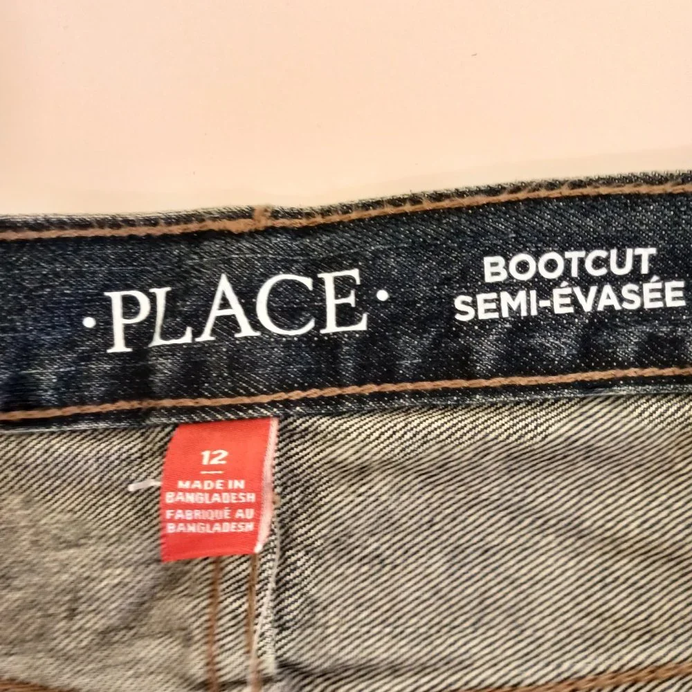 Children's Place Boy's Medium Wash 100% Cotton Bootcut Jeans Size 12
